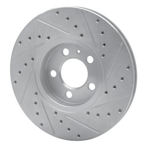 Audi A1 Brake Rotor (1) - Front Left - R1 Concepts - Drilled & Slotted - Silver - `98-`18